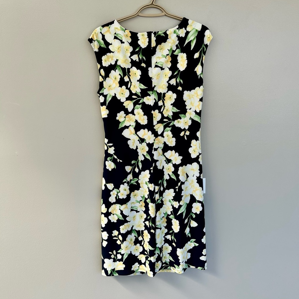 Lauren Floral Black and Yellow Women’s Dress Size 14